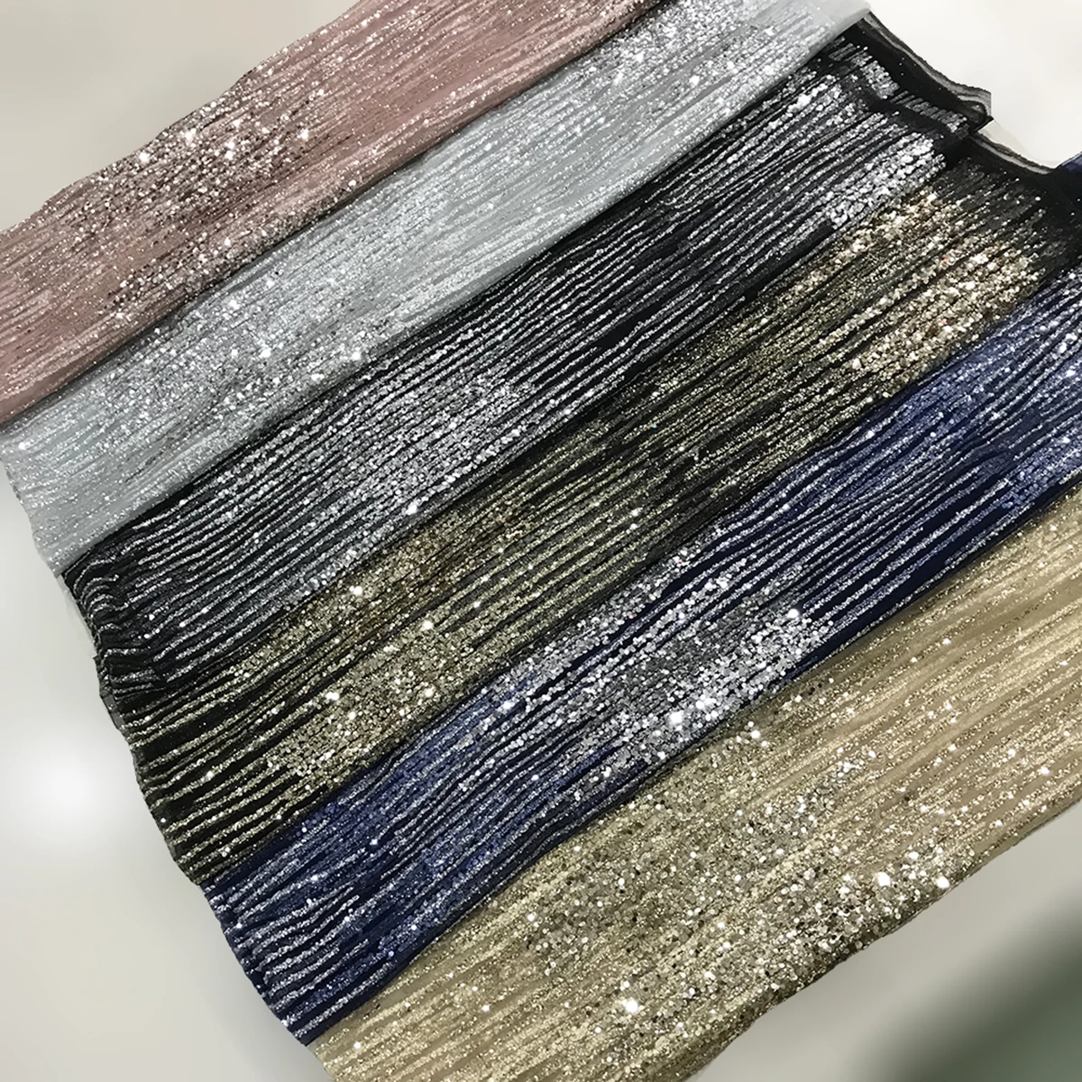 Оптовая продажа, темно-синяя Роскошная блестящая сетчатая Тюлевая ткань цвета шампанского для свадебных платьев, материалы, серебряные блестки, приклеенное Сетчатое кружево