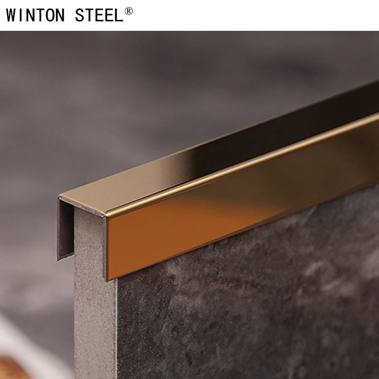 Tile Accessories  Metal Stainless Steel Decorative U Shape Strip Metal Stainless Steel Tile Trim Profile