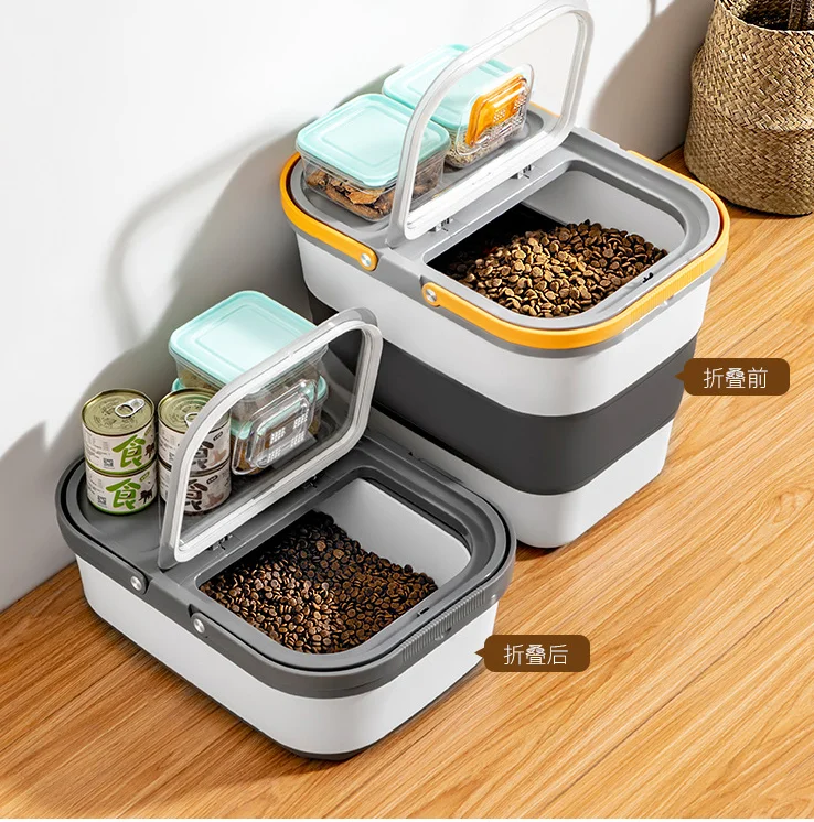 Collapsible Rice Storage Containers Cereal Rice Food Storage Container Dispenser Bin with Rolling Wheel Dog Pet Cat Flour Sugar