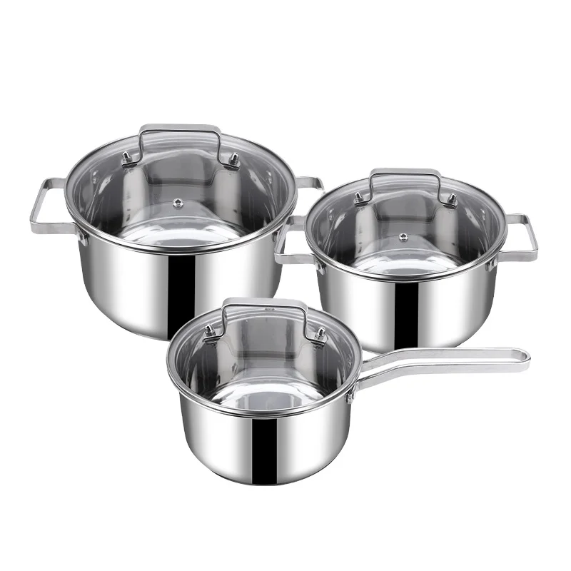 Top Selling Customizable General Stove Kitchen 6 Pcs Stainless Steel Cookingware Soup Sauce Cooking Pots Cookware Sets
