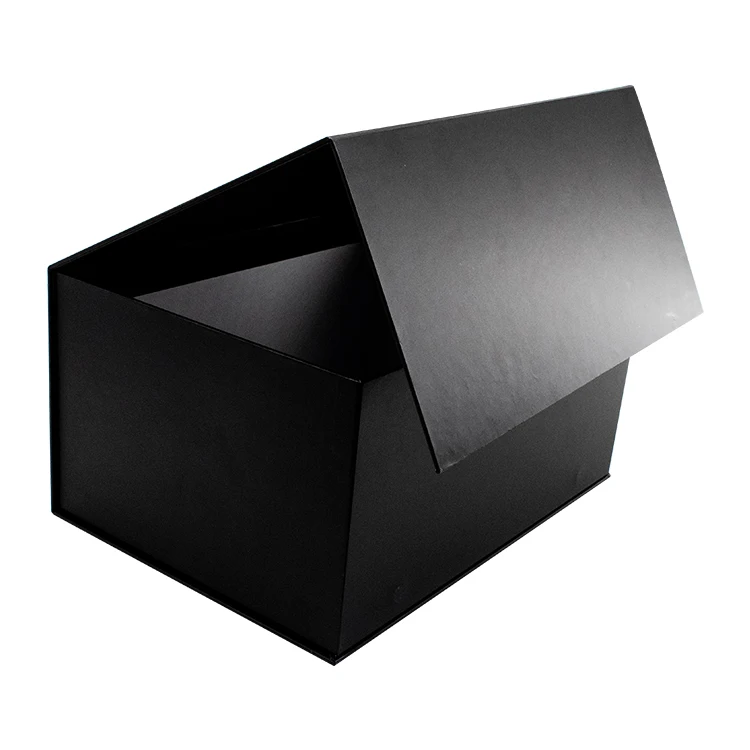 Large Black Magnetic Boxes Custom with Ribbon Handle and High-Quality Gift Box Packaging