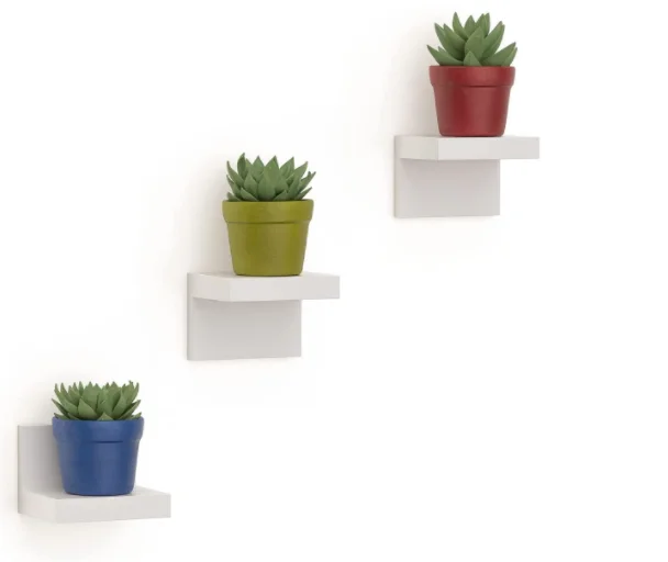 3-Pack Small Floating Shelves for Wall Plastic Display Ledges for Small Decor