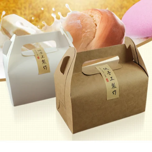 Customized cake waffle packaging box kraft paper drawer box baking gift box portable pastry customized carton