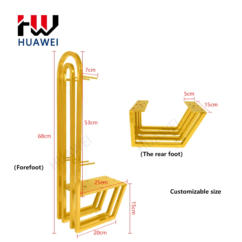 HUAWEI Furniture Frame Fitting Accessories Stainless Steel Sofa Legs Feet Armrest Parts Gold Decorative Metal Sofa Frame