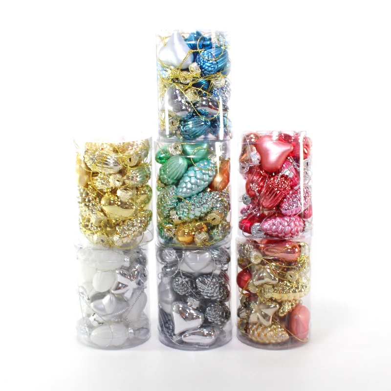 Christmas Tree Hanging Decoration Peach Heart Acorn Pinecone Pentacle Christmas Bauble clear Christmas Glass Ornament