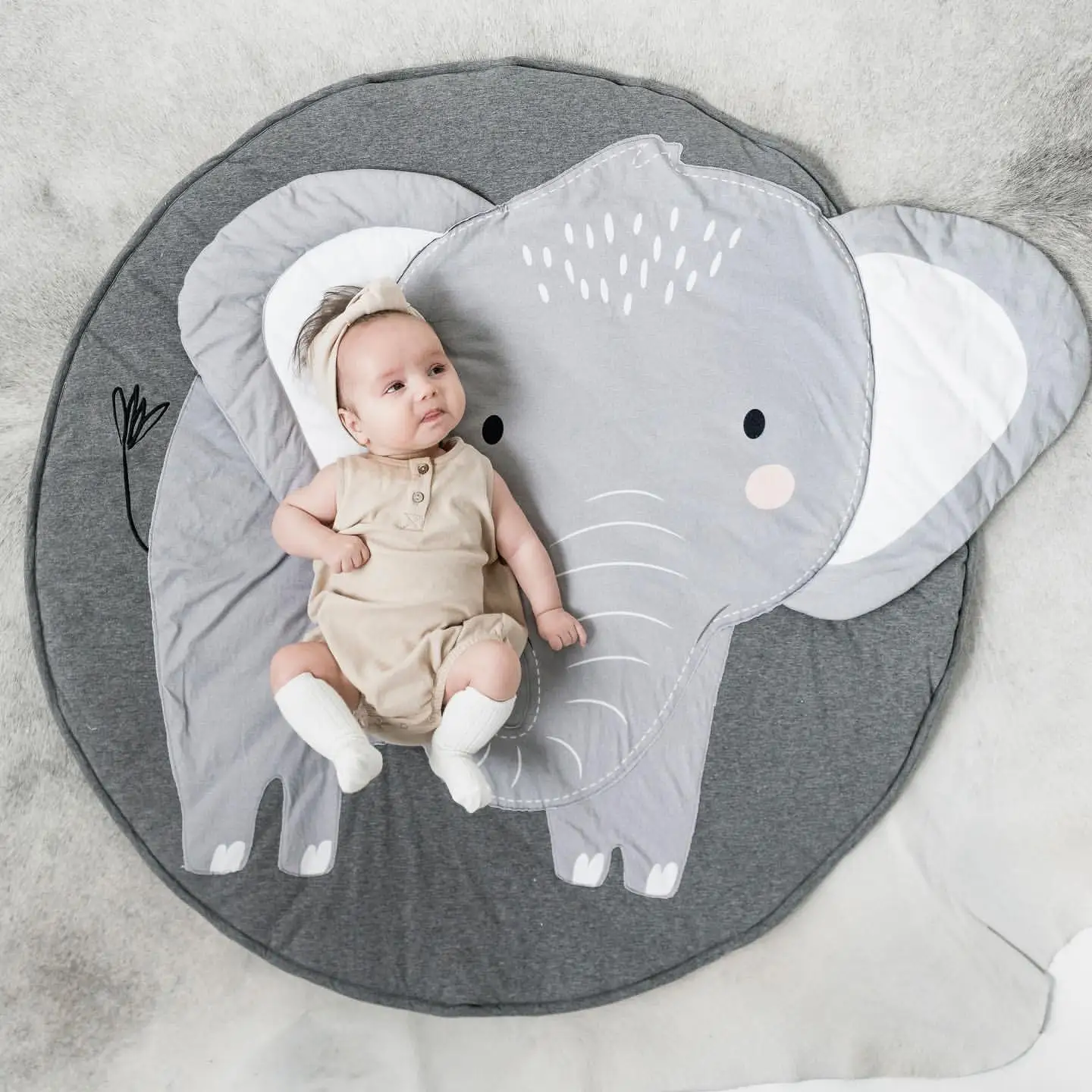Animal Design Soft Cotton Large Baby Kids Crawling Mat Eco Friendly Non Toxic Cartoon Folding Baby Play Mat