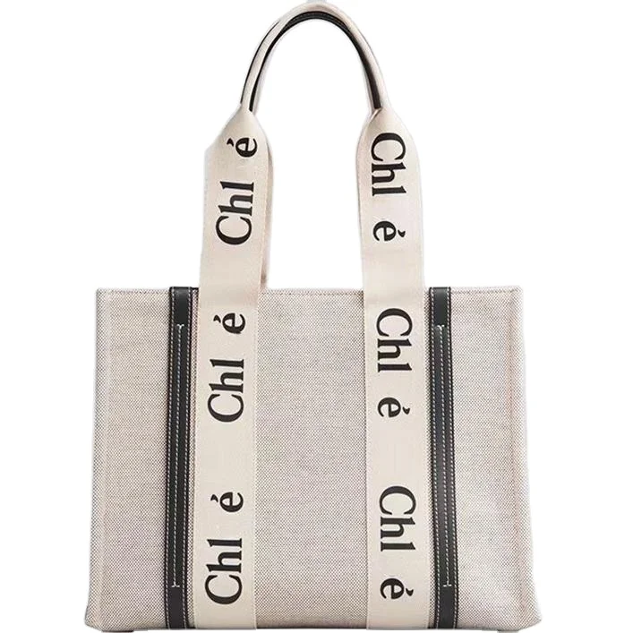 Fashion Shoulder Bag Letter Print Stripe Large Capacity Tote Canvas Female Japanese Casual Handbag