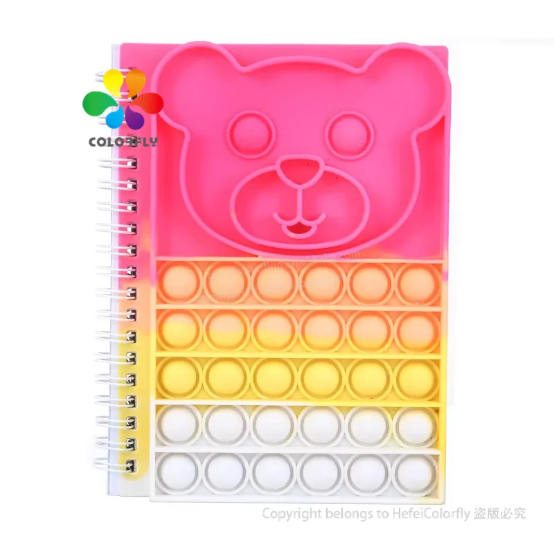 Note Book Figet Sensory A4 A5 Tie Dye Silicone Pop Up Anti Stress Cover Popper Push Bubble Pop itting Fidget Toy Notebook