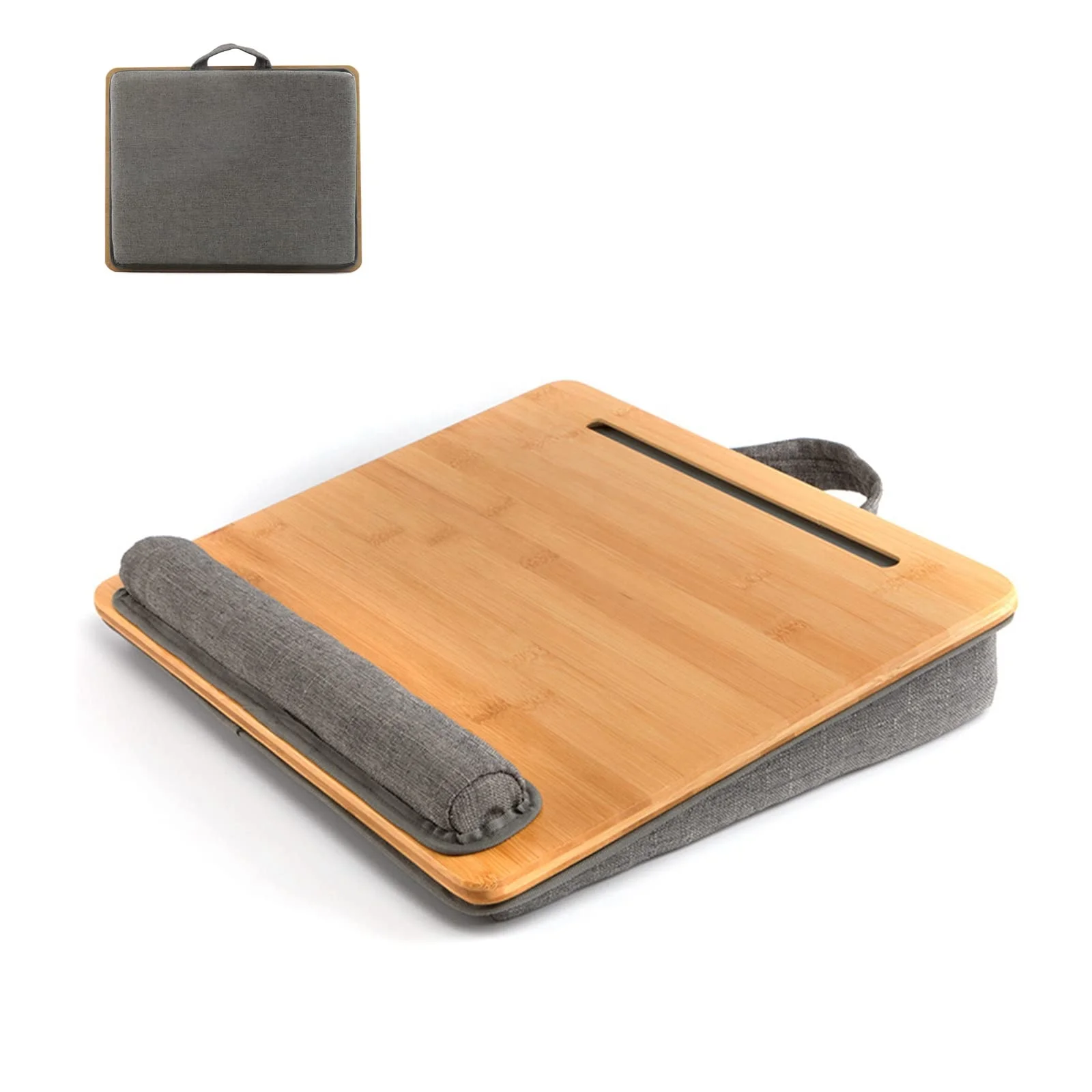 Bamboo Lap Desk Laptop Tabletop Tray Writing Desktop Portable Laptop Table Notebook Stand Laptop Desk with Cushion Pillow