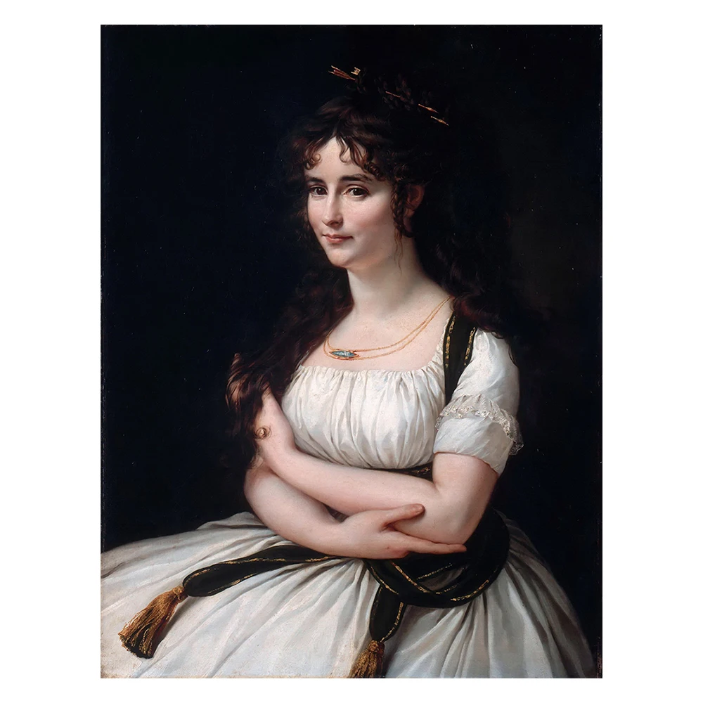 Classic Female Portrait Painting Metal Frame Waterproof Crystal Porcelain Painting for Wall Art Painting