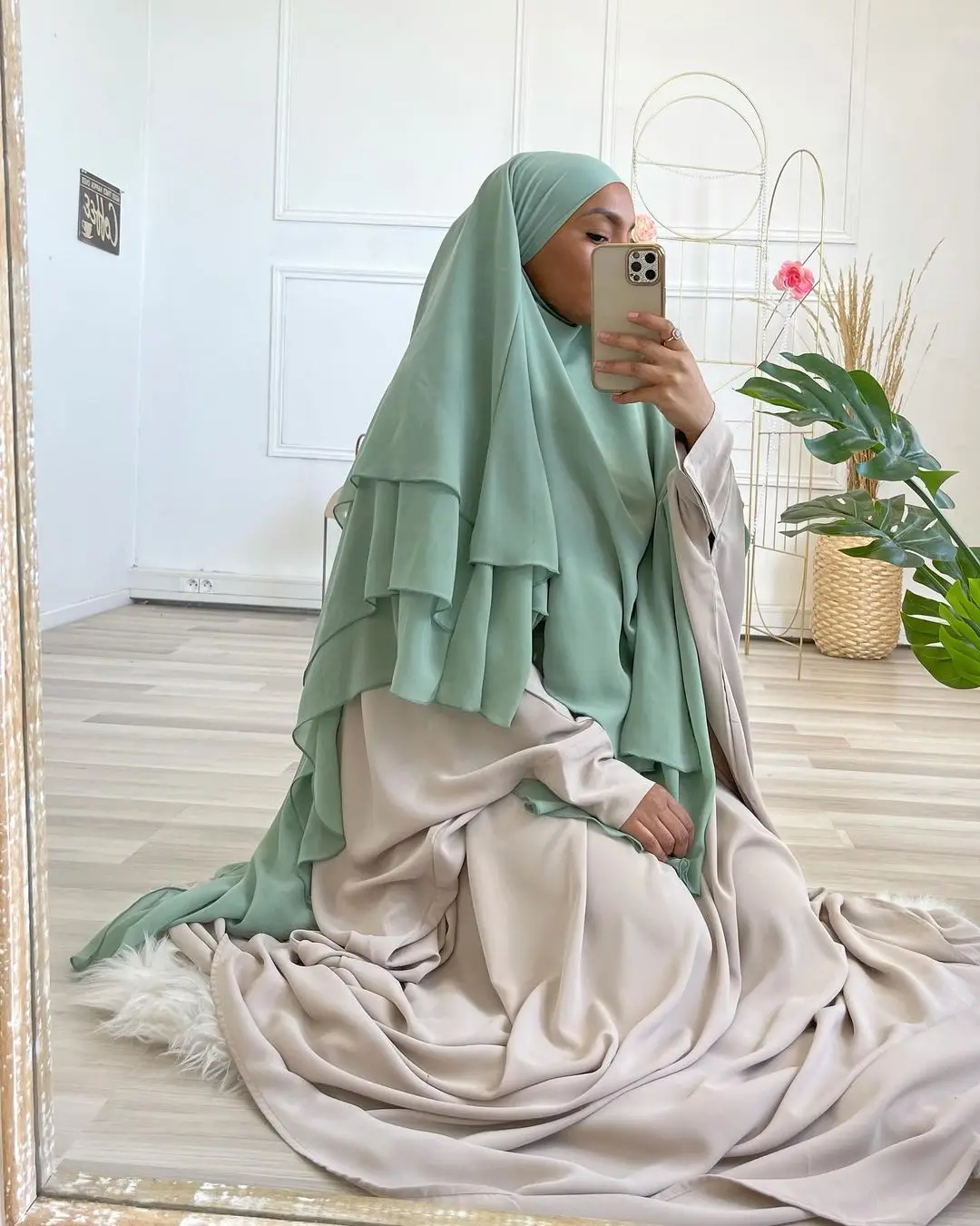 2022 ready to ship Muslim women fully covered Chiffon instant hijab three layer overhead hijab