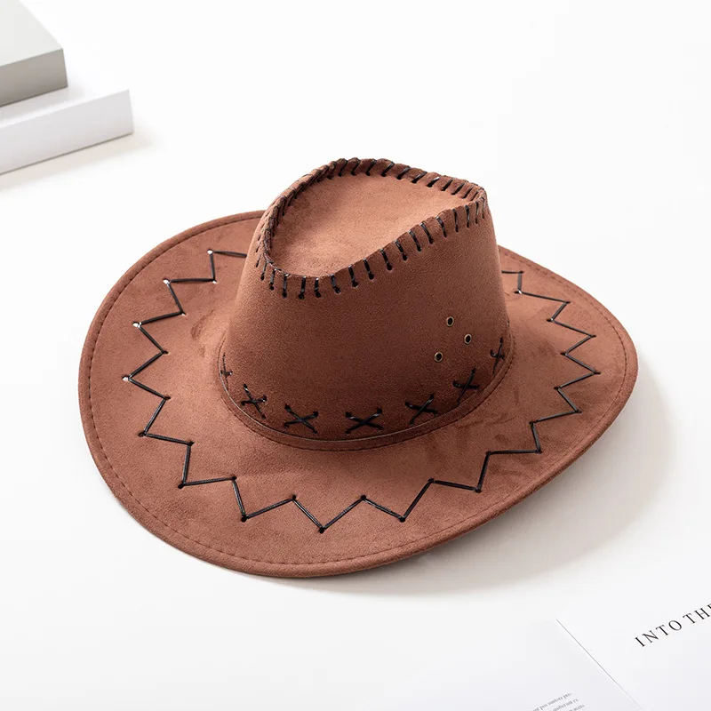 Western Cowboy Straw Hat Summer Handmade Hollow Fedora For Promotion