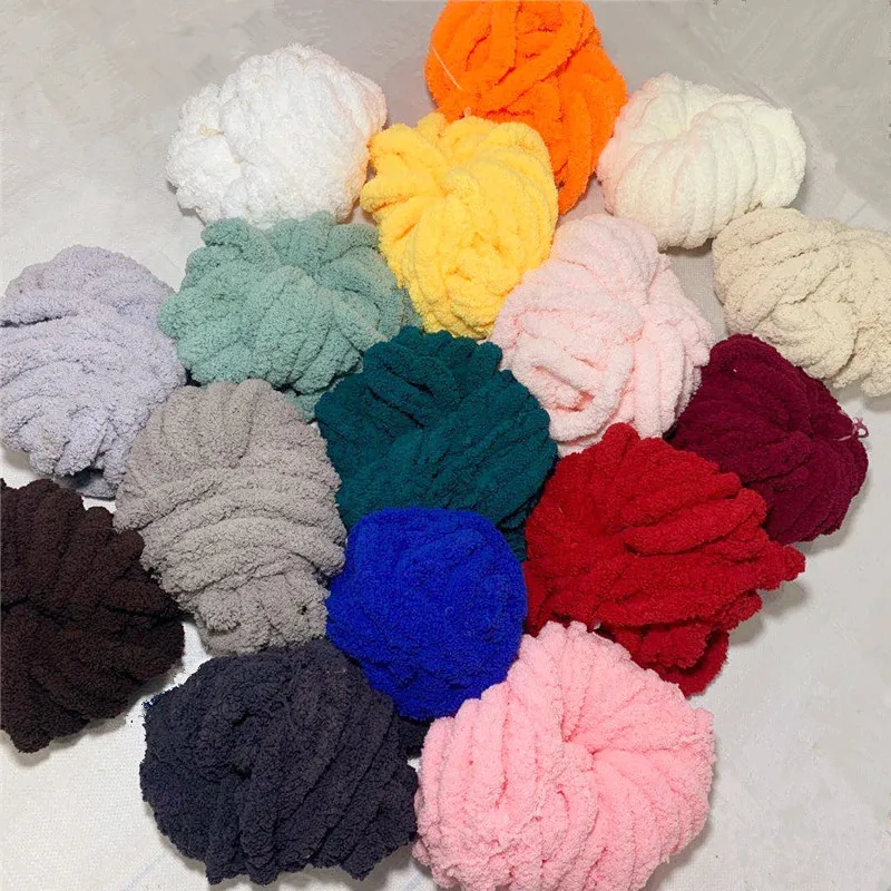 
3cm Diameter Factory Price Chunky Chenille Yarn for Carpet Giant Velvet Jumbo Chenille Carpet Yarn 