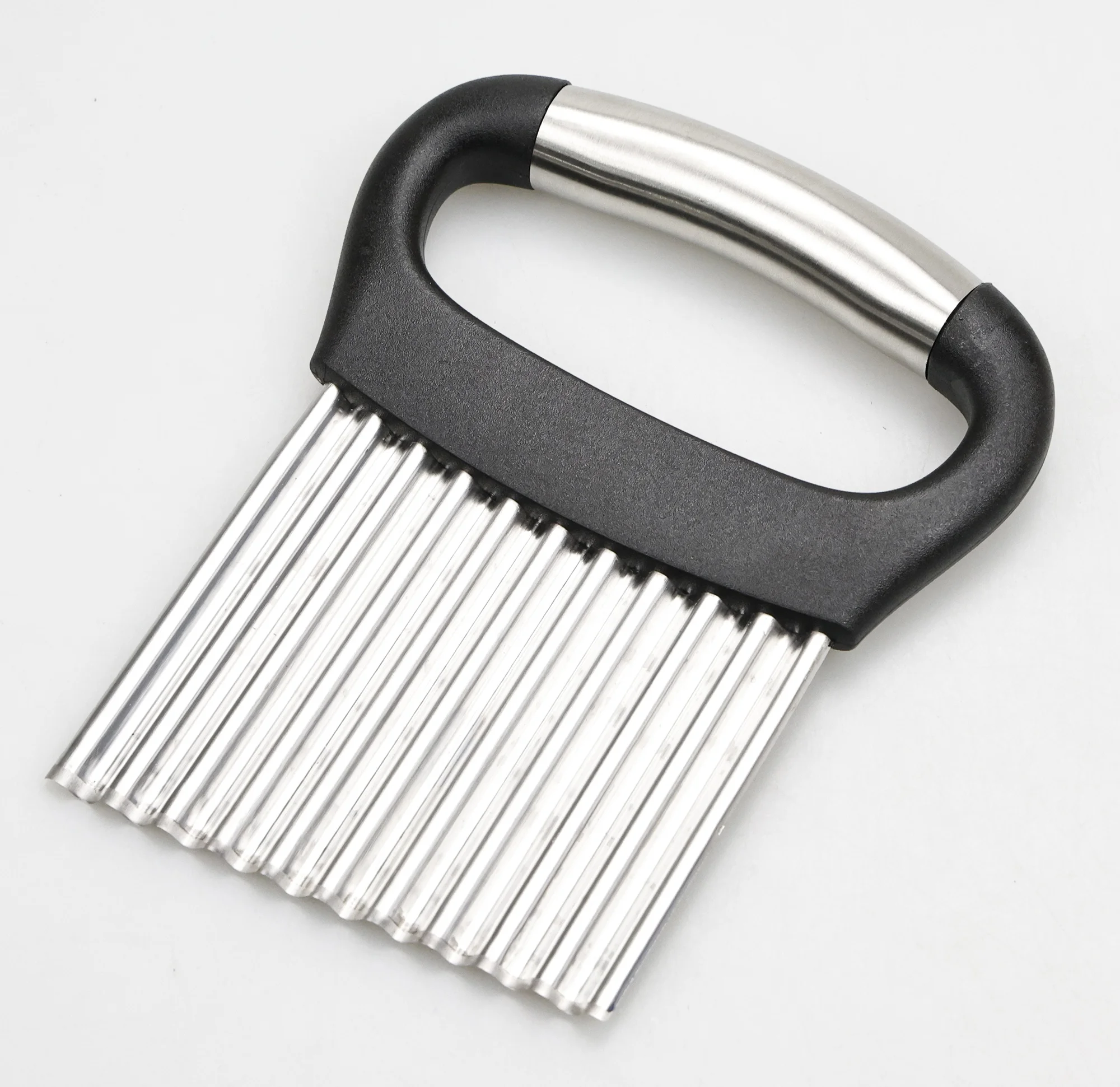 Stainless Steel Handle French Fry Cutter Vegetable Potato Chip Onion Slicer Wavy Crinkle Cutter With Wave Shape Knife
