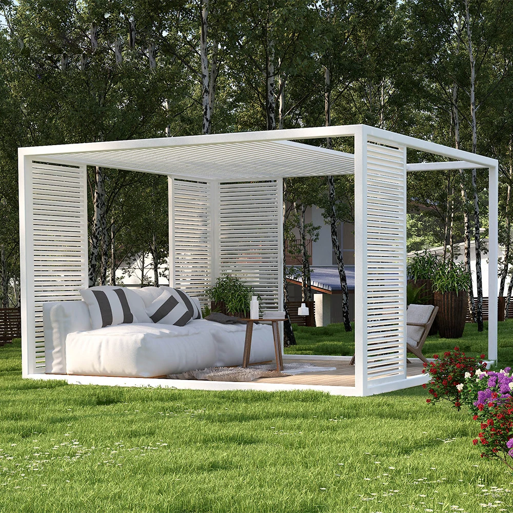 Tianyu All Season Box Style Aluminum Frame Coffee Shop Design Garden Building Outdoor Waterproof Pergola