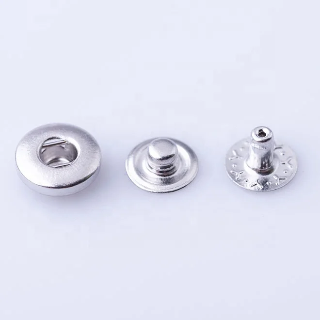 Custom private logo gunmetal/silver spring snap press buttons for bag