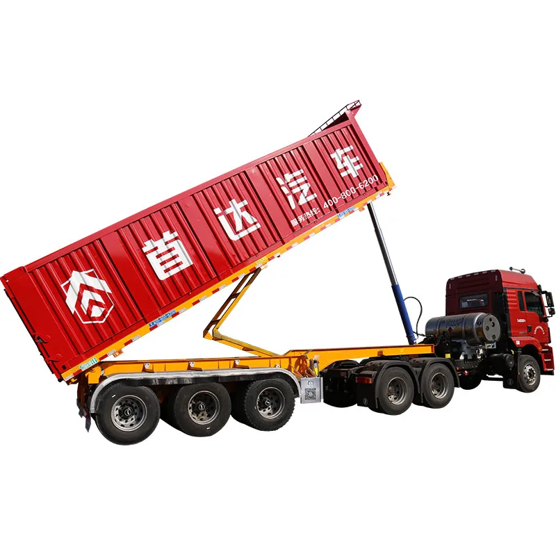 Large rear dump hydraulic trailer truck with chunky tires Have after-sales and remote instruction