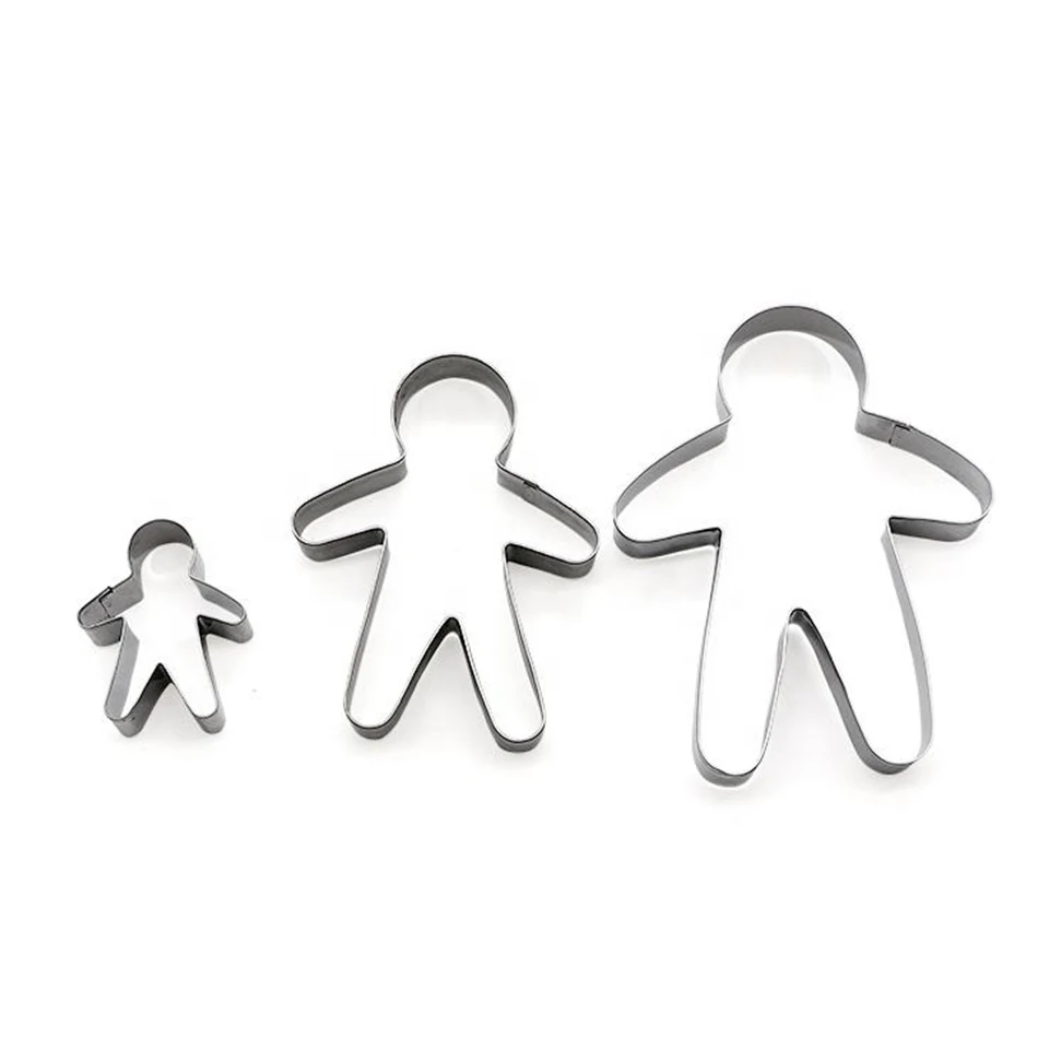 3Pcs Baking Diy Cake Tools Pastry Bread Decorating Stainless Steel 3D Christmas Ginger Gingerbread Man Cookie Cutter