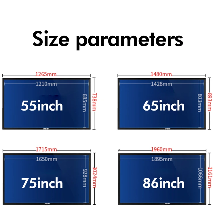 55 65 75 85 98 110 inches interactive touch panel smart whiteboard 4k interactive board Android 13 8+128G meeting and teaching