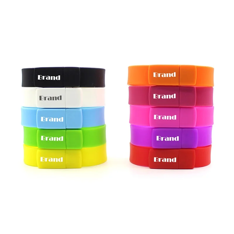 Colorful Silicone WristBand USB Flash Drive 4gb 8gb 16gb 32gb Bracelet usb memoria with Custom Logo