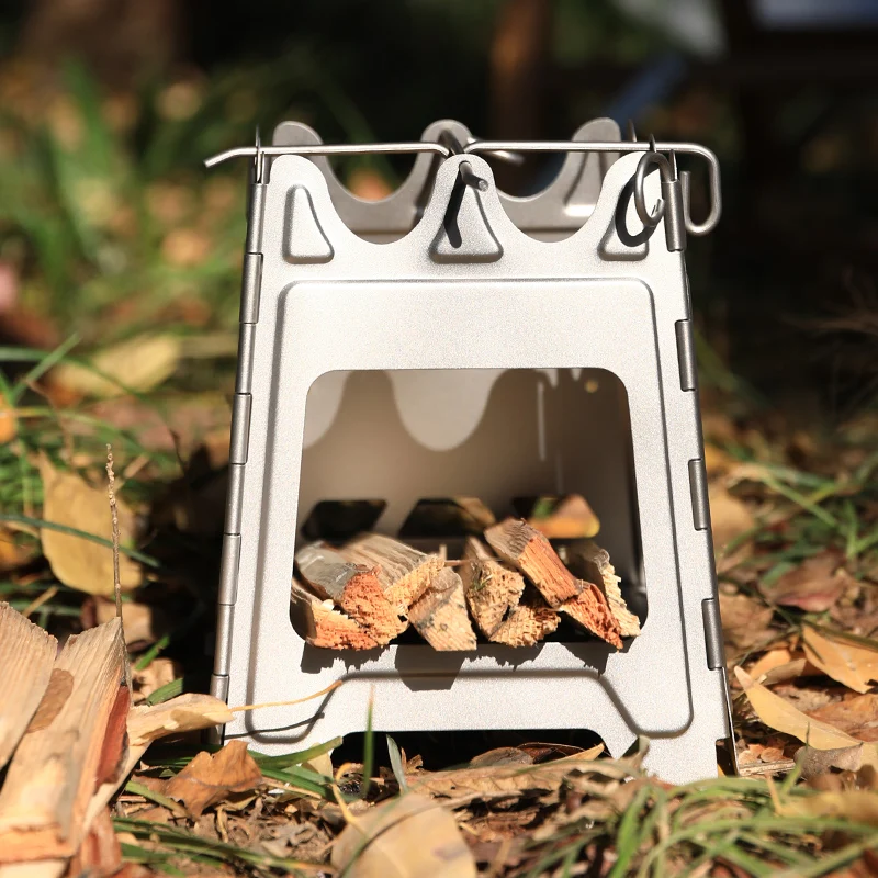 Titanium Wood Stove Hinged Camping Stove Ultralight and Compact Stove for Backpacking, Camping, and Survival