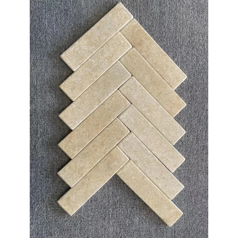 China natural tumbled and brushed Golds/ Yellow marble stone wall and floor tile 20X5X1 CM