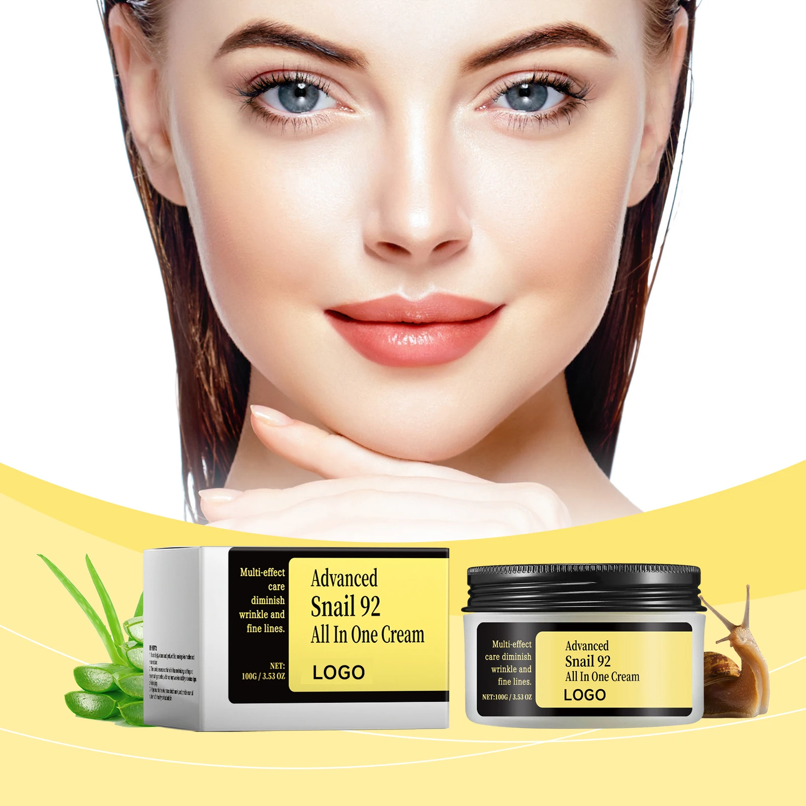 Multieffect Repair Snail Face Cream Anti Aging Remove Wrinkles Skin Care Intense Moisturizing Advanced Snail 92 All in One Cream