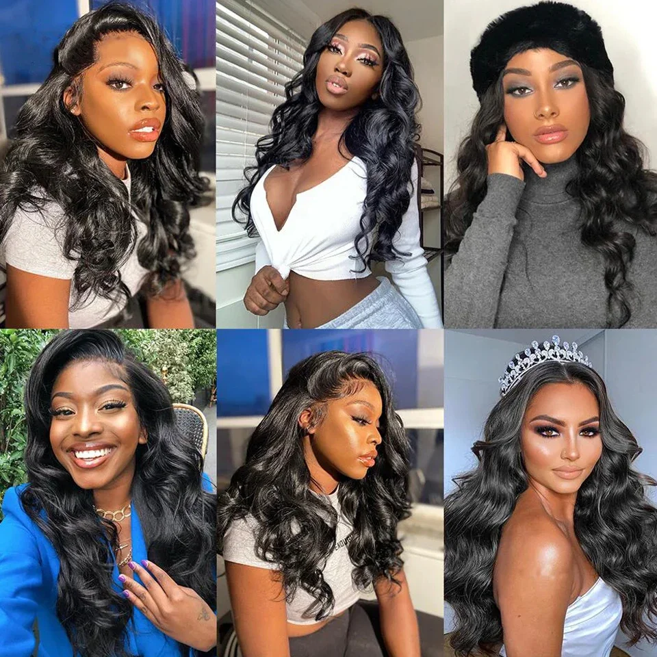 Nobel 13X4 Body Wave Frontal Wig Glueless Pre-plucked Lace Wigs Transparent Lace Front Human Hair Wigs for Women Brazilian Remy