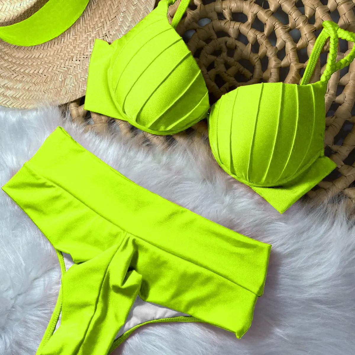 OEM Push up Neon Color Bikinis Swim Wear Beachwear Two Piece Swim Suit Swimsuit Women Manufacturer Swimwear Bikini Set