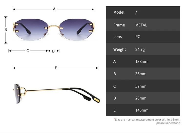 Vintage Frame Glasses Brand Flat Top One-Piece Trendy Fashion Men 2021 Design New Rimless Narrow Lens Square Sunglasses