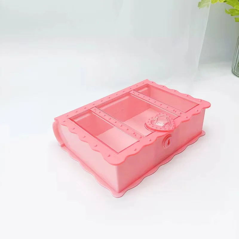 Cheap Creative European Magic Book with Lock Key Kids Plastic Cosmetic Jewelry Storage Box Desktop Boxes for Earrings Rings