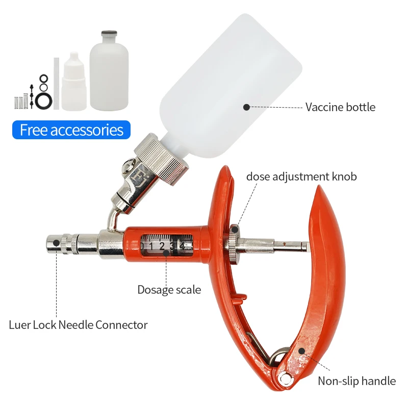 Высокая точность 0 2-2 мл/0 5-5 мл металлический Регулируемый автоматический шприц для вакцины свиней овец животных ветеринарная вакцинация инжектор