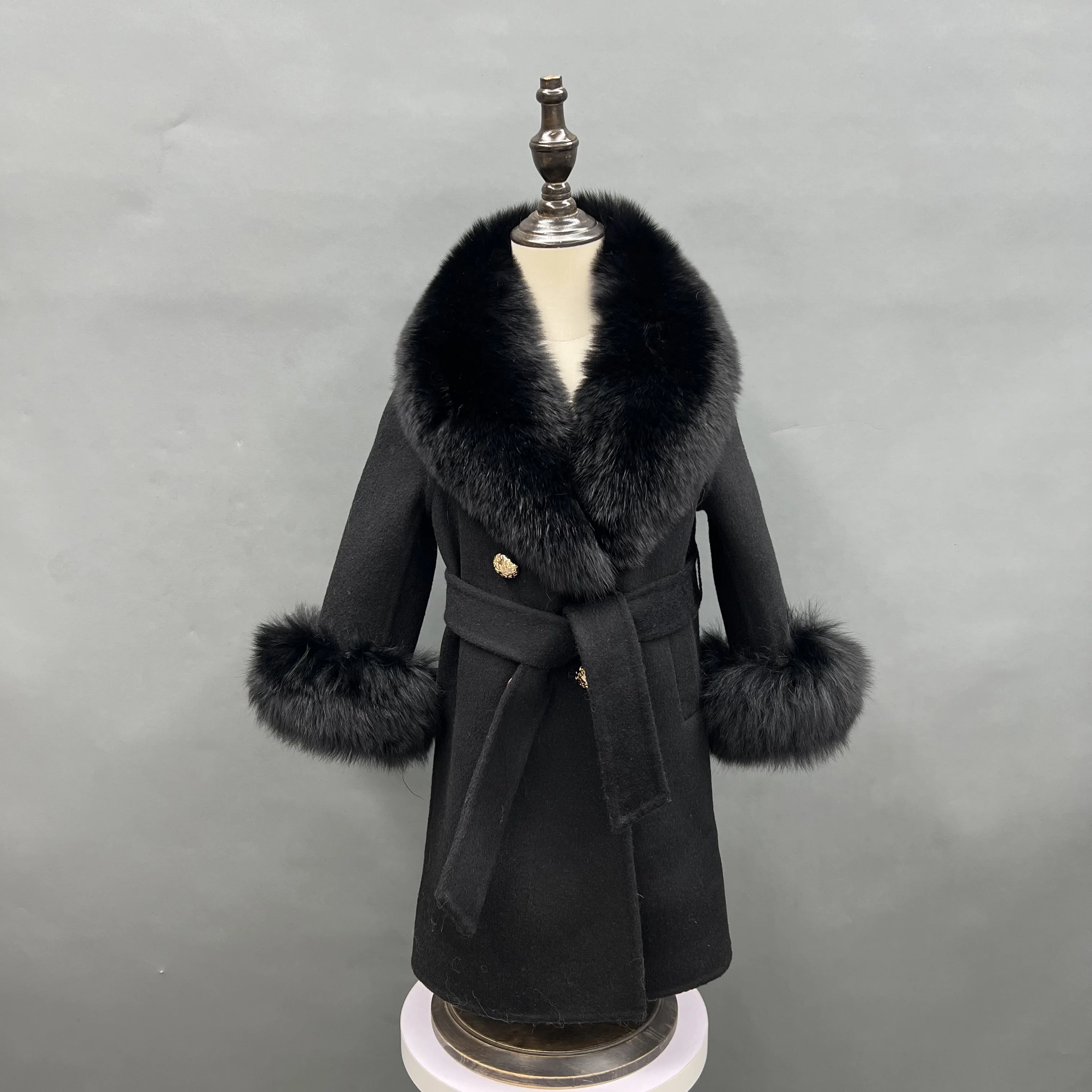 Janefur 2023 New Arrival Autumn Winter Solid Color Korean Loose Wool Girls Jacket Kids Cashmere Wool Coat