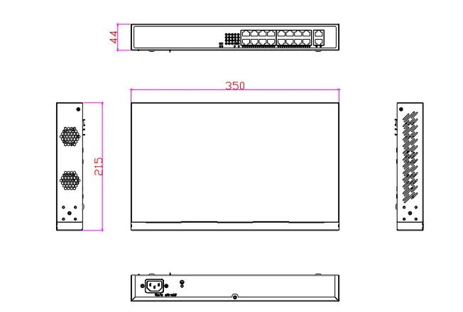 10/100/1000M 16 Ports POE Switch 250m long distance Supported Standard POE Ethernet Switch