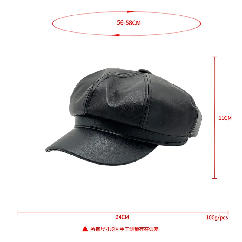 Custom Vintage French Classic Fashion PU leather Berets Hat for Adult Man and Women femme Wholesale