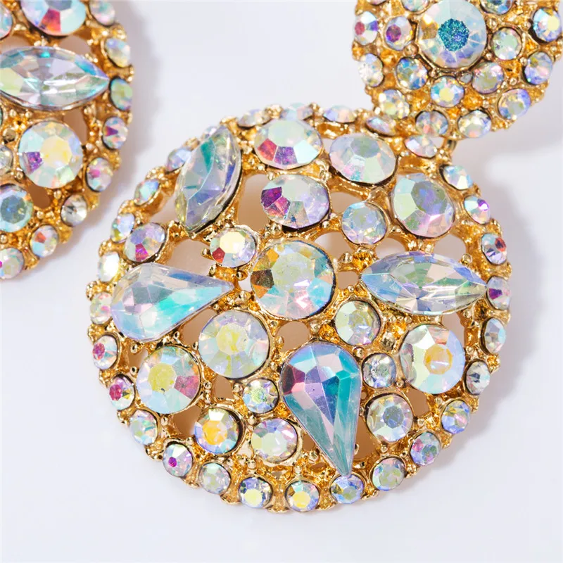 
Alloy Round Pendant Earrings Simple Rhinestone Earrings for Women 