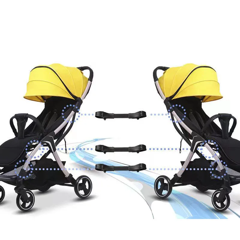 high quality 3 piece set double baby twins stroller accessories parts connector fit most pram buggy with adjustable length
