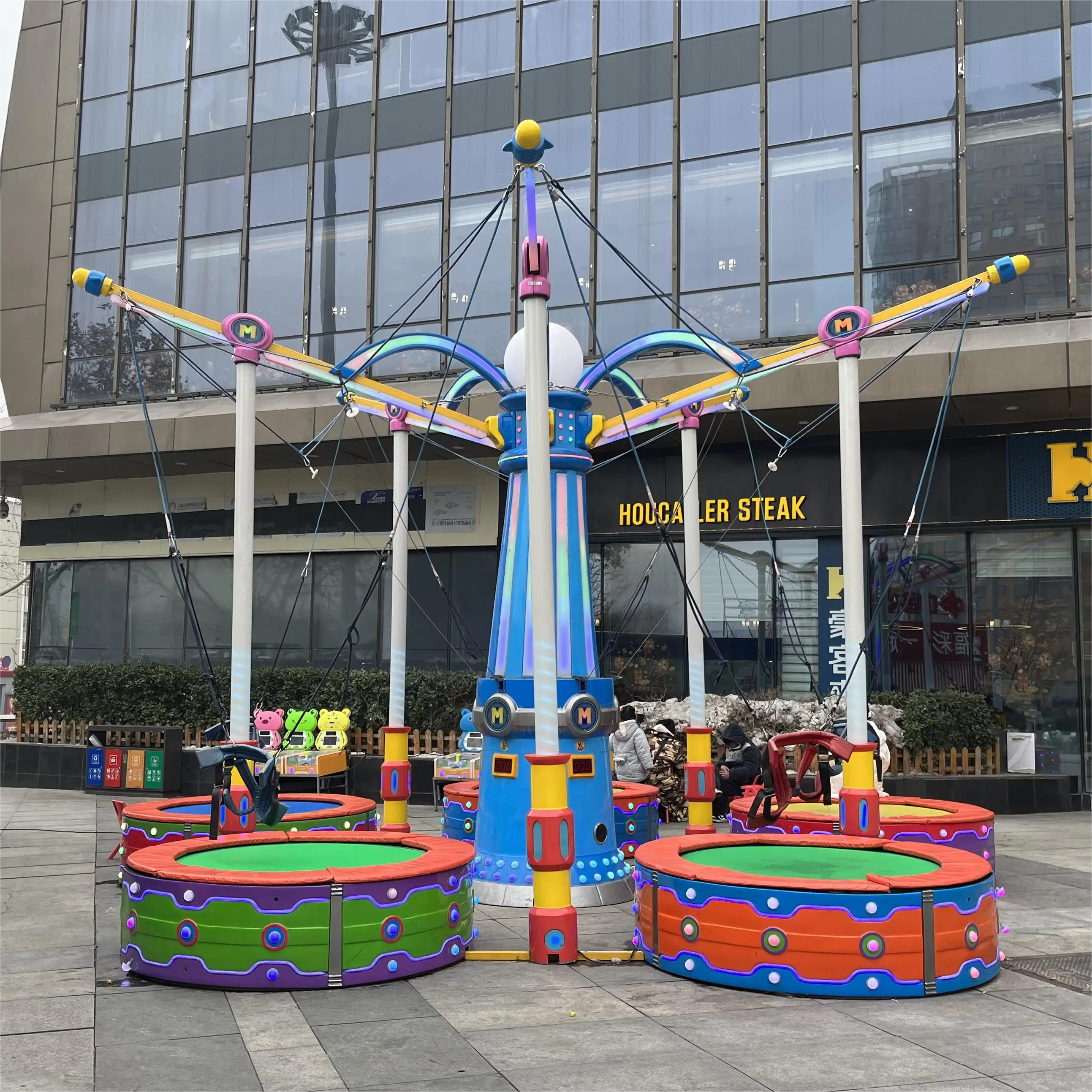 china factory Cheap amusement park play ground entertainment equipment kiddie rides bungee trampoline on trailer