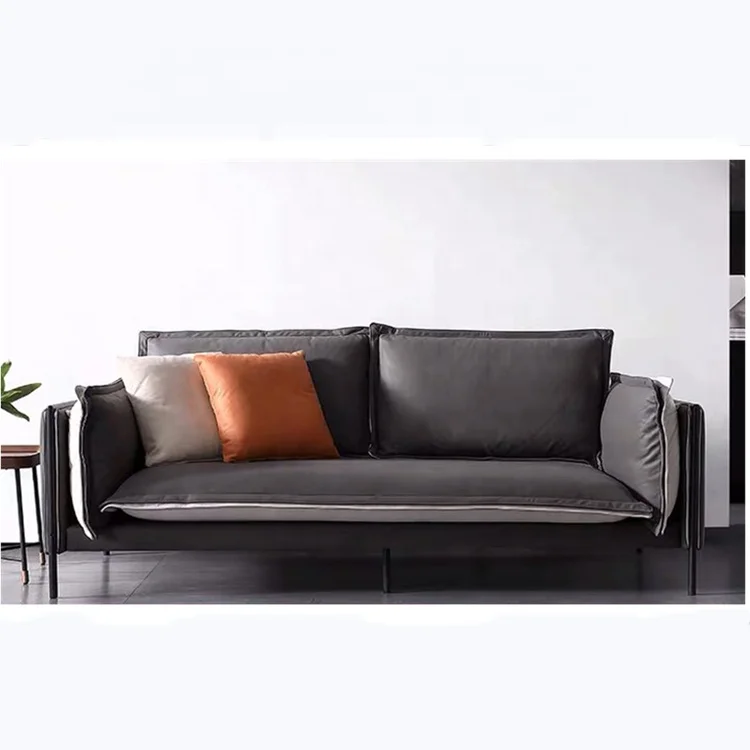 Home living room furniture sofa set White Couch Wide 7 Seater Sofa With Wooden Armrest