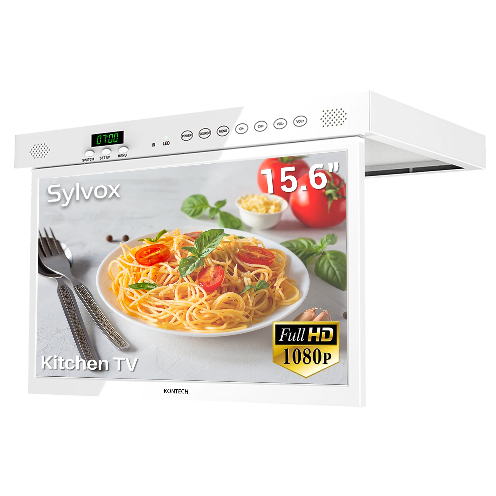 15.6 inch Smart Television Under Cabinet 12V RV TV Flip Down Kitchen TV for Motorhome