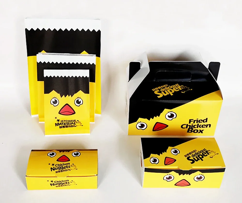 Factory Food Container Take Out Fast Food Paper Packaging Box Customize White Cardboard Fried Chicken Boxes