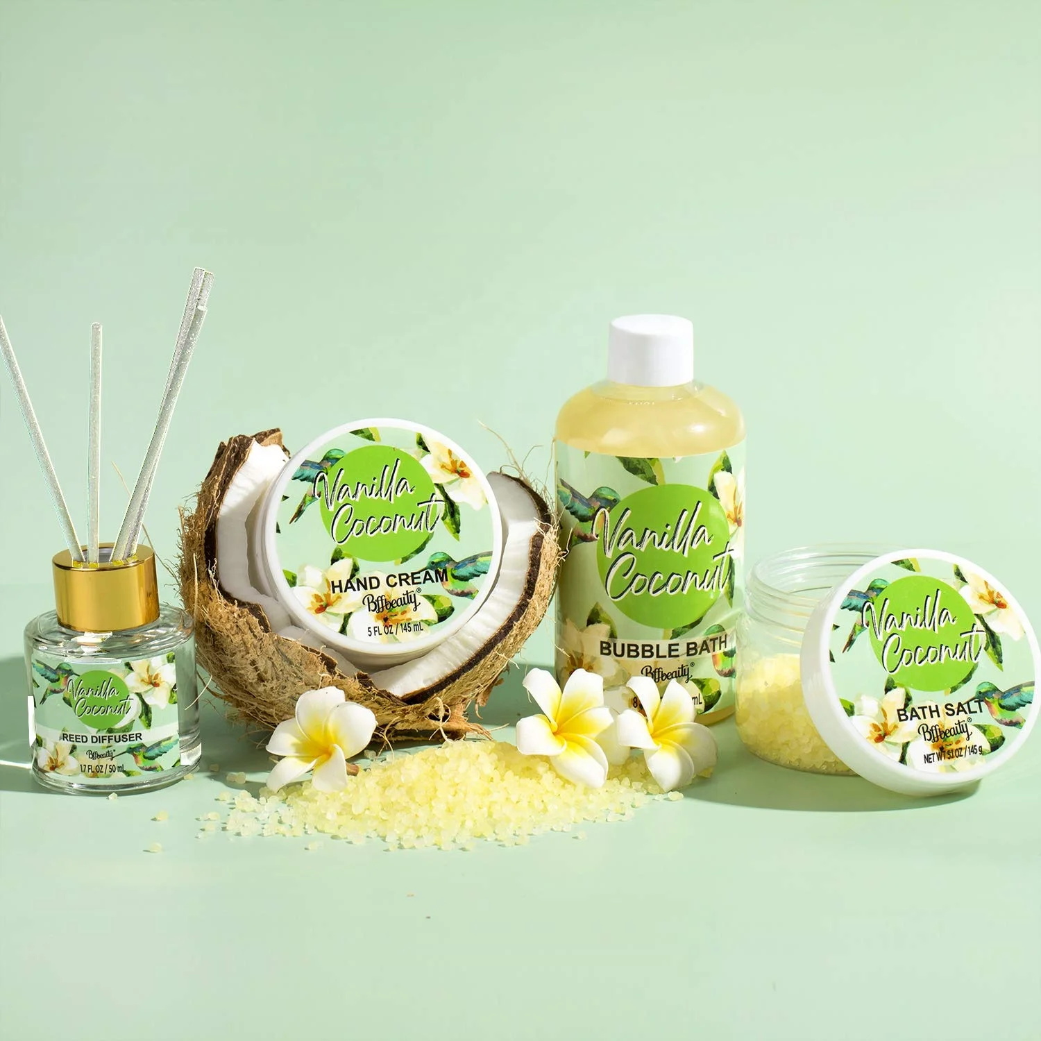 Vanilla Bath Sets for Women Gift Home Spa Kit with Box Shower Gel Bubble Bath Body Lotion Scented Candle Spa Gifts