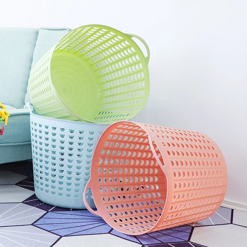 Хит продаж цветная корзина для грязной одежды из полипропилена на заказ пластиковая хранения с ручкой
