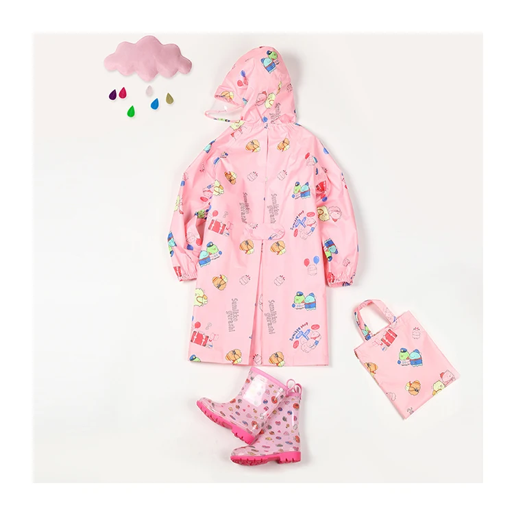 
Customized Waterproof Schoolbag Safe Tape Cartoon Plastic Rain Coat Raincoat For school 