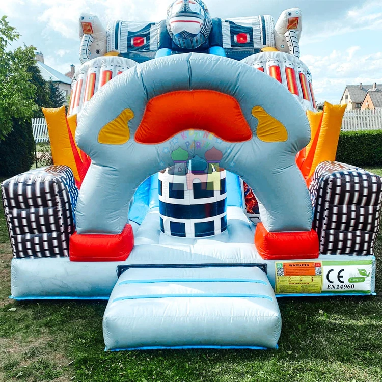 Outdoor mega kids jumping castle commercial piepusamais slidkalnins inflatable robot slide