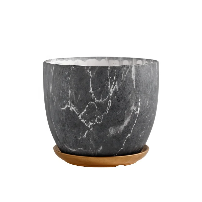 
Cocostyles customized handmade nordic style marble round flowerpot for simple home decor 2019 ins style 