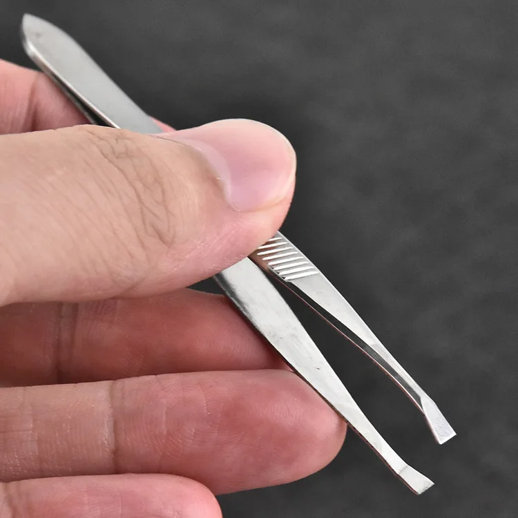 Personalized Professional Flat Tip Black Rose Gold Stainless Eyebrow Tweezers Colorful Makeup Eyelash Tweezers Private Label