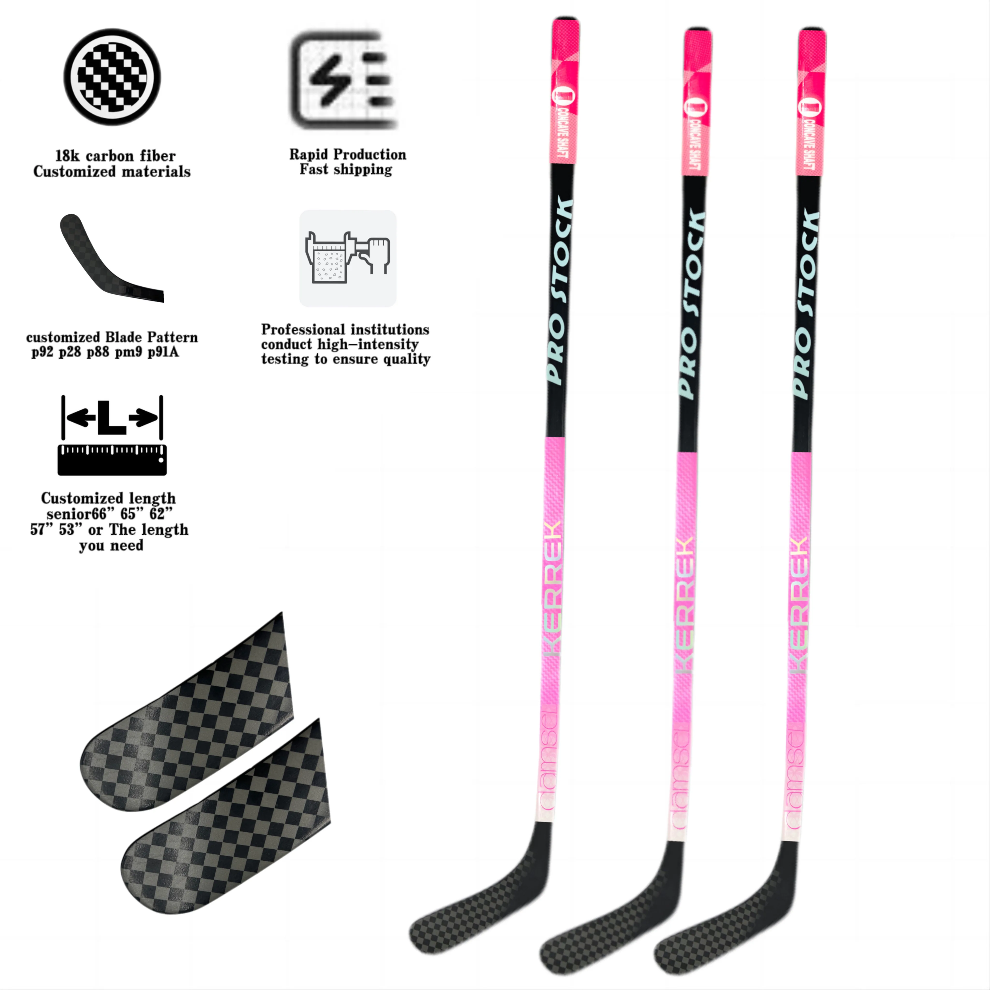 Customized New Arrival Ice Hockey Sticks Series New With Grip Ultra light 390g Blank Carbon Fiber Ice With Strength Store