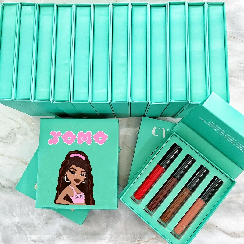 Custom made lipgloss tube lipstick bundle packaging boxes logo printed lip gloss tubes and box custom label