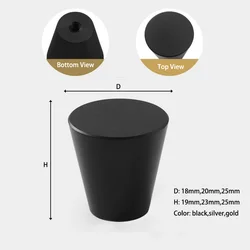 Solid Anodized Matte Black Aluminum Drawer Round Cabinet Dresser Furniture Knobs Wardrobe Door Pull Handles